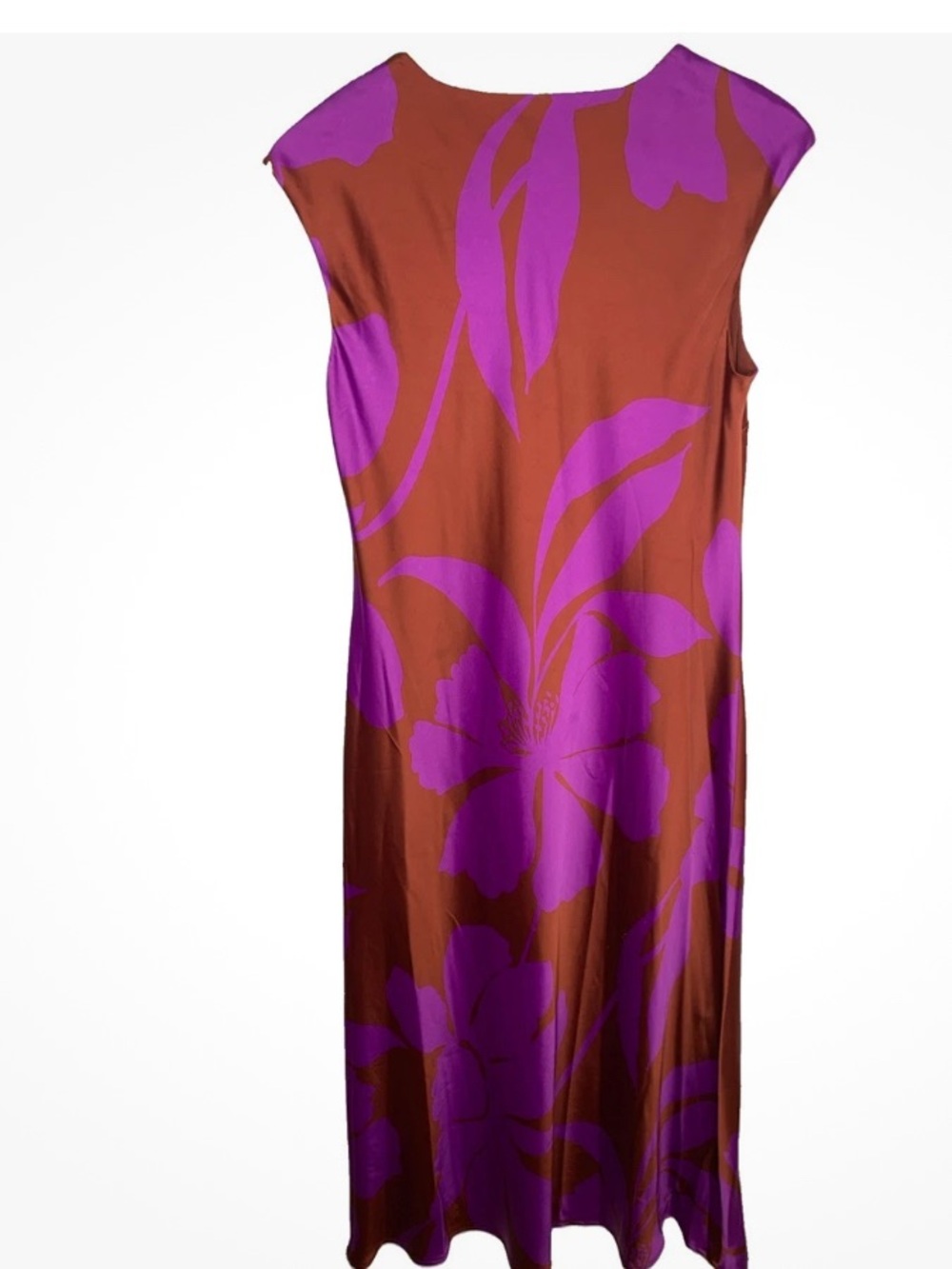 Liz Claiborne Satin Long Dress Size L Key Hole Coastal Evening Tropical Elegance - Picture 7 of 9